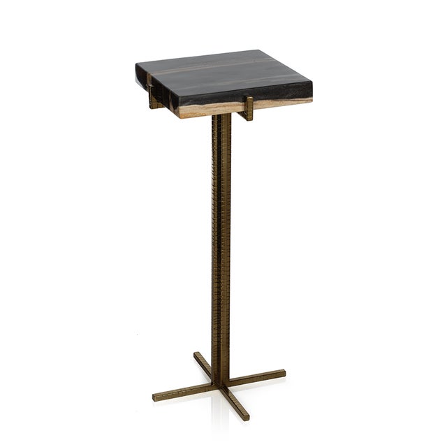 Contemporary Florenza Petrified Wood Cocktail Table, Square For Sale - Image 3 of 3