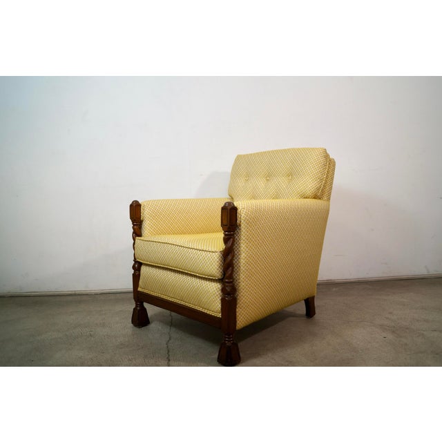 Victorian 1930’s Antique Spanish Revival Barley Twist Lounge Chair For Sale - Image 3 of 12