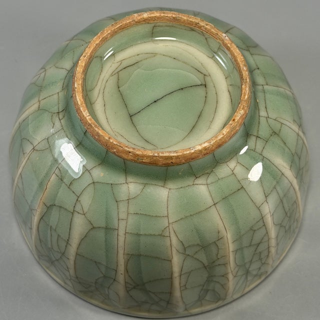 Celadon Antique Longquan Celadon Lotus Petal Lidded Bowl, Chinese Ceramic Vessel For Sale - Image 8 of 8