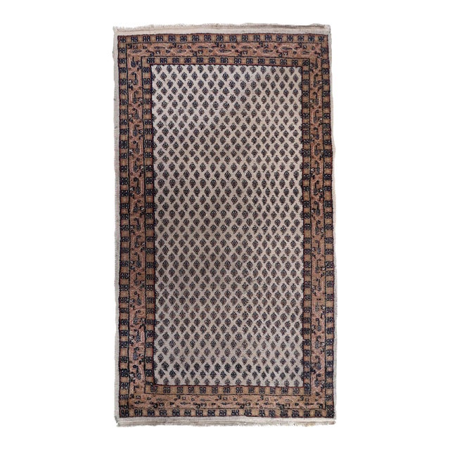 1970s Handmade Indian Seraband Rug 2.9' X 5.2' For Sale