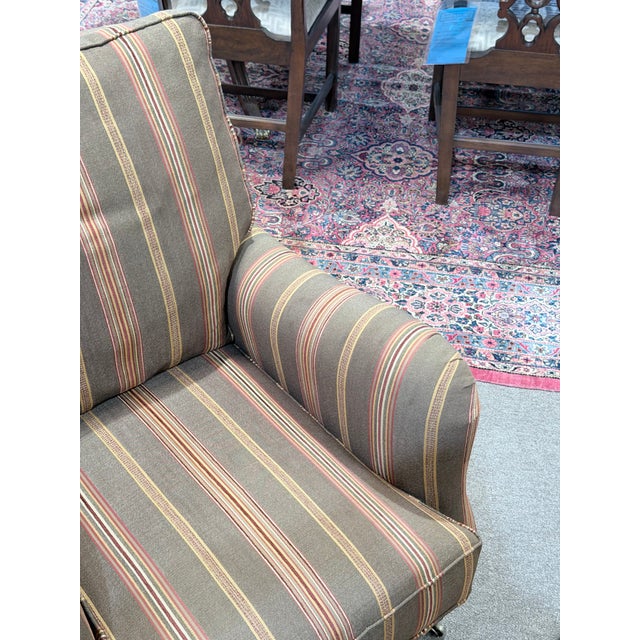 Textile Pair of Late 20th Century Wesley Hall Hartwell Striped Lounge Chairs For Sale - Image 7 of 10