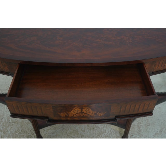 1980s Theodore Alexander Regency Style Inlaid 2 Tier Demi Lune Console Table For Sale - Image 5 of 18