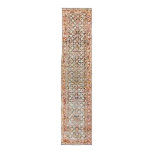 Antique Persian Mahal Runner With Allover Botanical Motif in Soft Sky Blue