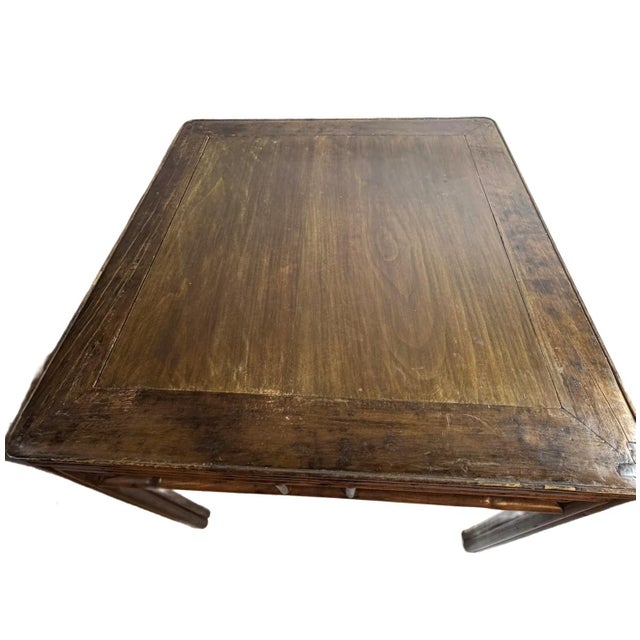 Wood Chinese Antique Peach Wood Square Table in Ming Dynasty Style For Sale - Image 7 of 11