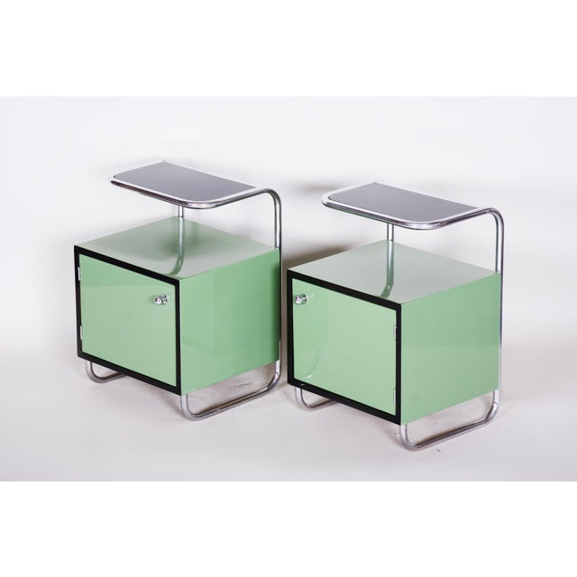 Bauhaus Side Tables in Chrome and Glass by Vichr a Spol., Czech, 1930s, Set of 2 For Sale - Image 13 of 18