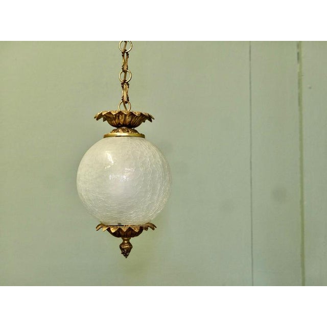 Art Deco French Glass Globe Hanging Pendant Light, 1930 For Sale - Image 4 of 6