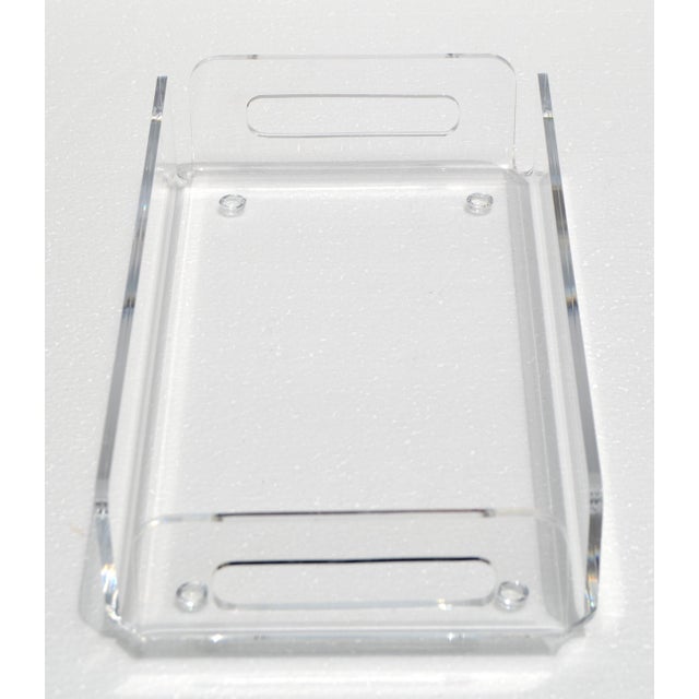 1980s Dorothy Thorpe Style Sculptural Rectangle Clear Lucite Serving Tray For Sale - Image 9 of 15
