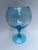 Hollywood Regency Vintage Blue Glass Footed Vase For Sale - Image 3 of 8