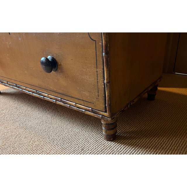 Antique 19th Century Regency Carved and Painted Faux Bamboo Chest of Drawers, England Circa 1830 For Sale - Image 17 of 18