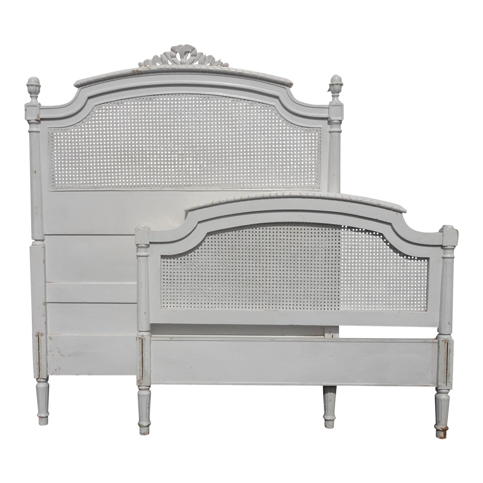 Vintage French Country White Shabby Chic Bed Frame XL Twin Headboard