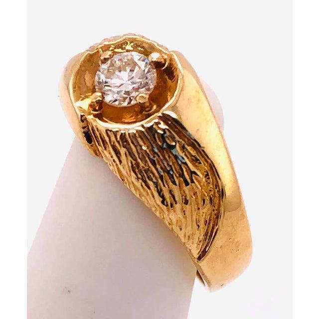 14Kt Yellow Gold Fashion Ring With Solitaire Round Diamond Size 9 4.70 grams total weight