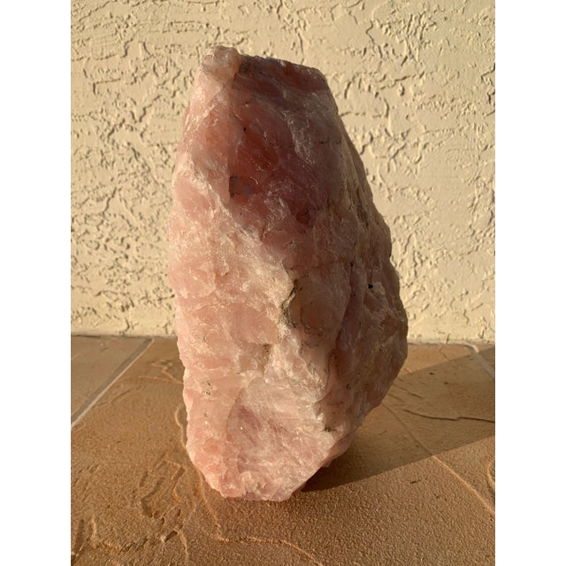 Glass Large Raw Rose-Quartz Crystal Stone For Sale - Image 7 of 12