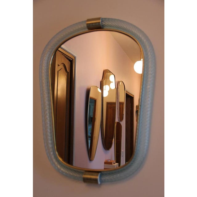 Twisted Sky Blue Murano Glass Mirror, 2000s For Sale - Image 12 of 18