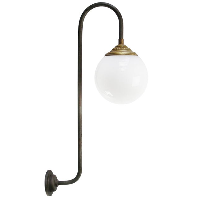 White Opaline, Cast Iron & Brass Wall Light For Sale - Image 10 of 10