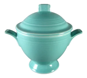 Larry Laslo for Mikasa Vintage Turquoise Seafoam Green Sugar Bowl With Lid