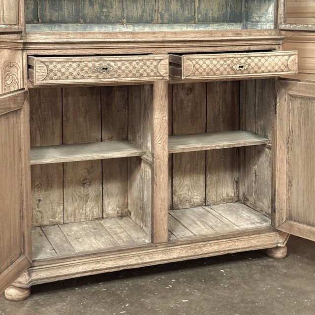 18th Century Rustic Belgian Regence Stripped Oak Bookcase Cabinet For Sale - Image 16 of 18