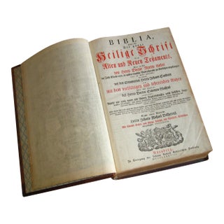 Lutheran Germain Large Leather Bound Bible From the 17 Hundreds For Sale
