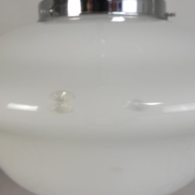 Art Deco Pendant Lamp with White Glass Shade, 1930s For Sale - Image 12 of 18