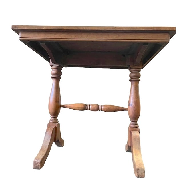 Antique Early 20th Century Reischmann Colonial Revival Maple Library Table (C. 1910–1920) For Sale - Image 4 of 12