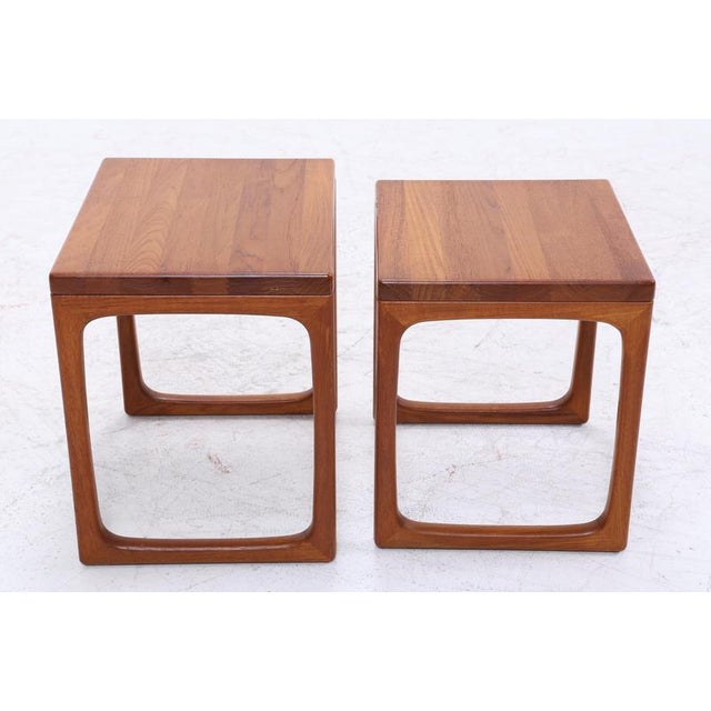Mid-Century Danish Square Wooden Nesting Tables, 1960s, Set of 2 For Sale - Image 9 of 12