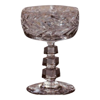 1930s Art Deco Cut Crystal Champagne Glasses- Set of 6 For Sale