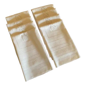 1930's Era Ivory Damask Dinner Napkins - Set of 8