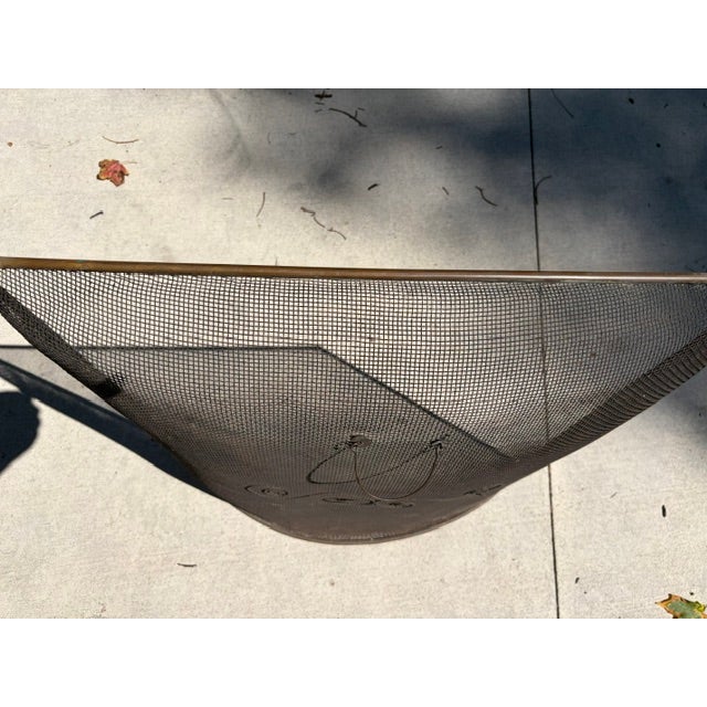 Vintage French Country-Style Brass and Steel Mesh Fireplace Screen For Sale - Image 4 of 4