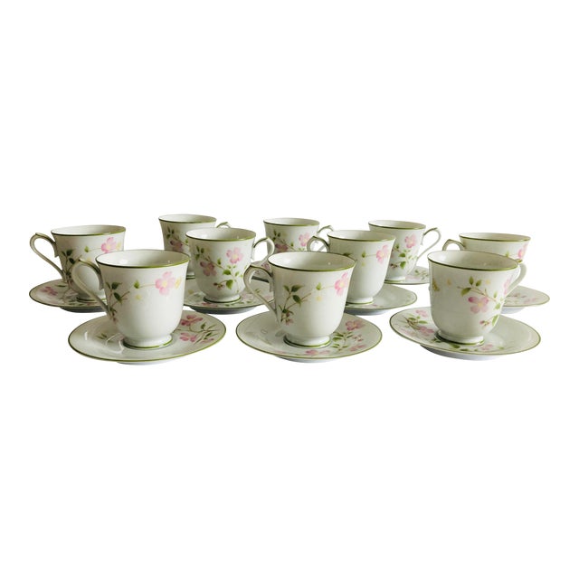 Noritake (10) Tea/Coffee Cups & Saucers First Blush Pattern For Sale