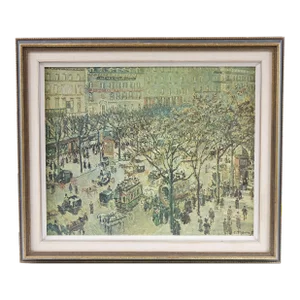 Boulevard Des Italiens: Morning Sunlight - Late 19th Century Print of Original Oil Painting Signed