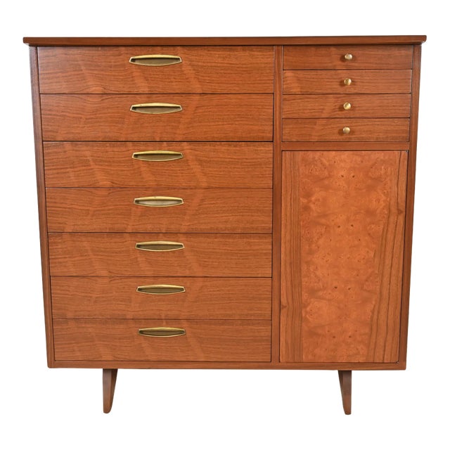 George Nakashima Sculpted Walnut Gentleman's Chest for Widdicomb, Newly Restored For Sale