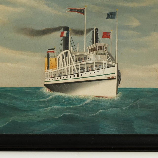 Blue Antique English Painting of the Steamship Bristol by Samuel Pickford For Sale - Image 8 of 12