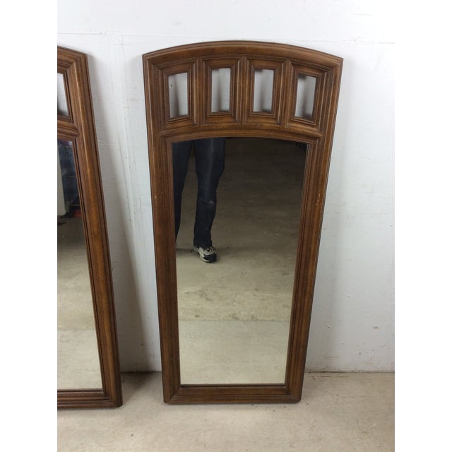 Mid-Century Modern Pair of Mid Century Modern Mirrors With Arch Top Wood Frame For Sale - Image 3 of 18