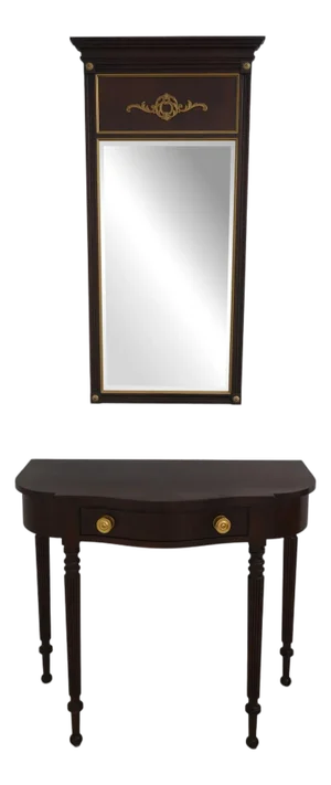 Statton Old Towne Mahogany Console Table & Mirror