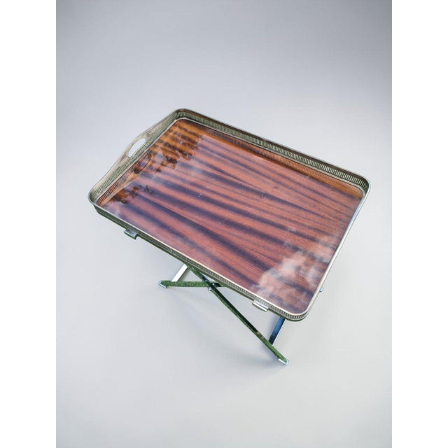 Brown Vintage Folding Side Table with Removable Tray, 1970s For Sale - Image 8 of 10