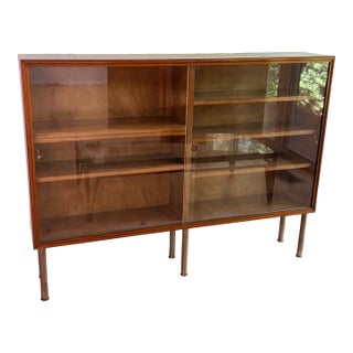 Mid Century Danish Glassfront Bookcase For Sale