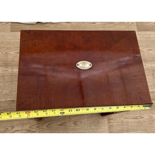 Vintage Flip Top Cabinet Small Chest Felt Lined Mahogany With Lock and Key For Sale - Image 9 of 11