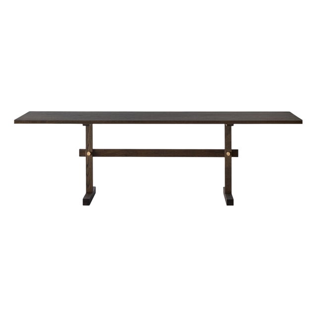Gaspard Dark Oak and Brass Dining Table 240 by Eberhart Furniture For Sale
