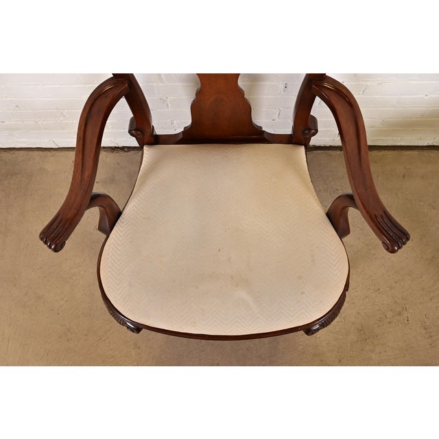 Brown Baker Furniture Georgian Carved Mahogany Dining Chairs, Set of Six For Sale - Image 8 of 12