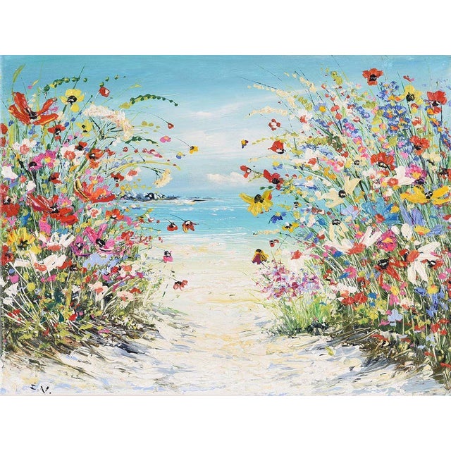 2020s Evelina Vine, Colourful Impasto Seascape Wild Flower Painting by Contemporary British Artist, 2022 For Sale - Image 5 of 5