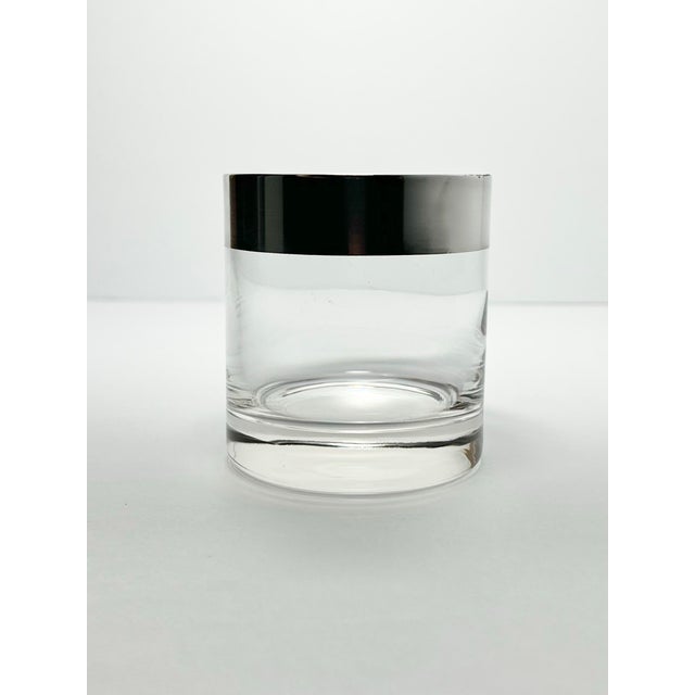 1950s Dorthy Thorpe Silver Band Old Fashioned Cocktail Glasses - Set of 6 For Sale - Image 4 of 6