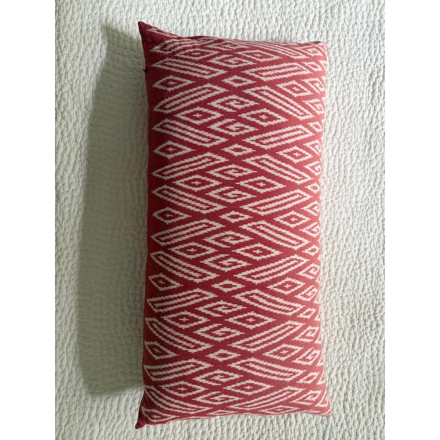 Boho Chic John Robshaw Ikat Bolster in Pink For Sale - Image 3 of 5