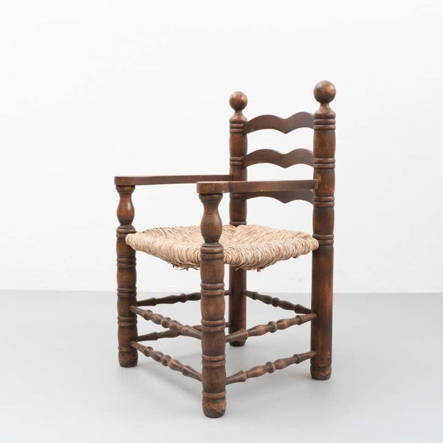 Set of Early 20th Century Popular Rustic Armchairs in Wood and Rattan For Sale - Image 5 of 18
