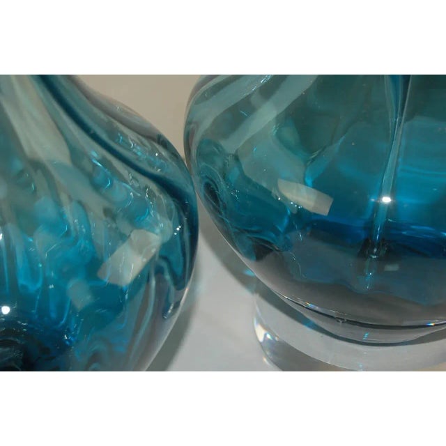 Glass Vintage Murano Glass Petticoat Lamps Blue For Sale - Image 7 of 11