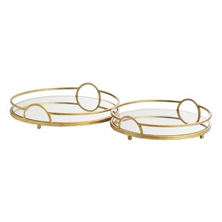 Hudson Mirrored Trays, Set Of 2 For Sale
