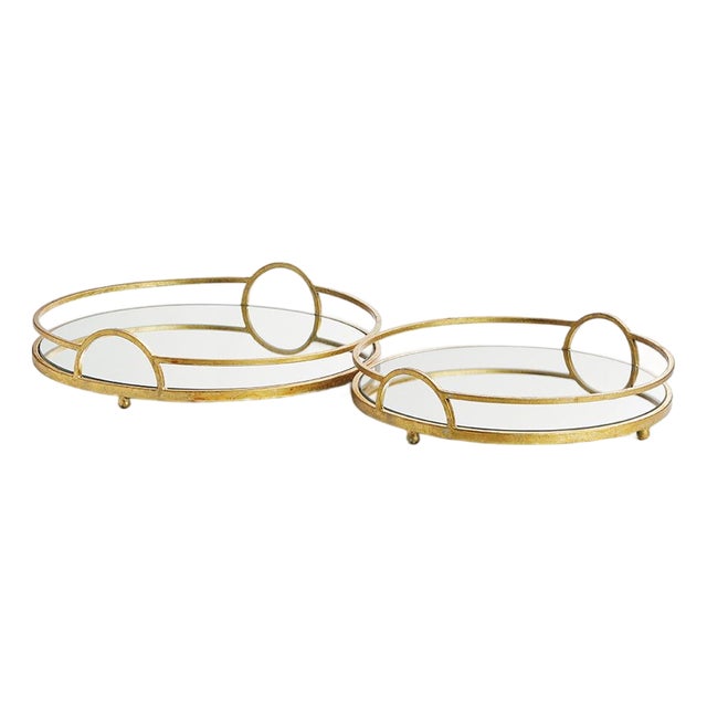 Hudson Mirrored Trays, Set Of 2 For Sale