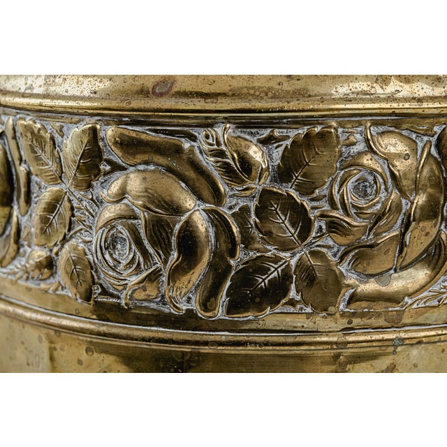 Antique Art Deco Jugendstil Brass Jardiniere Planter Cachepot c.1920 For Sale In Tulsa - Image 6 of 11