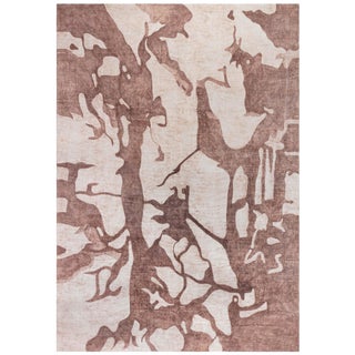 Modern Abstract Organic Beige And Dusty Rose Rug "Rhizome" by Doris Leslie Blau For Sale