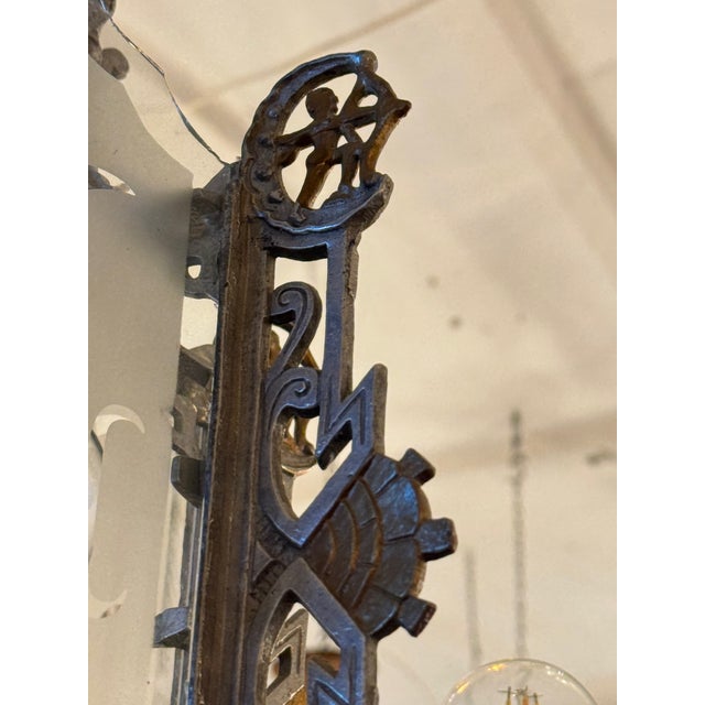 1920s Antique 1920s/1930s Art Deco Three Way Switch Rewired Classic Chandelier For Sale - Image 5 of 12