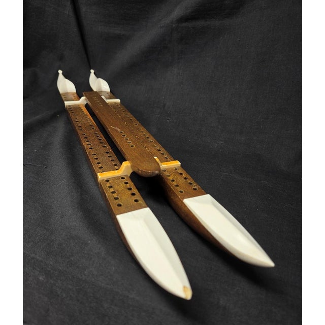 Vintage Cribbage Board Game - Style of John Roberts 20-3/4" Long With 10 Pegs For Sale - Image 4 of 17