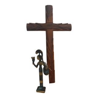 Celestial Meet the Sea Hand Carved Cross For Sale